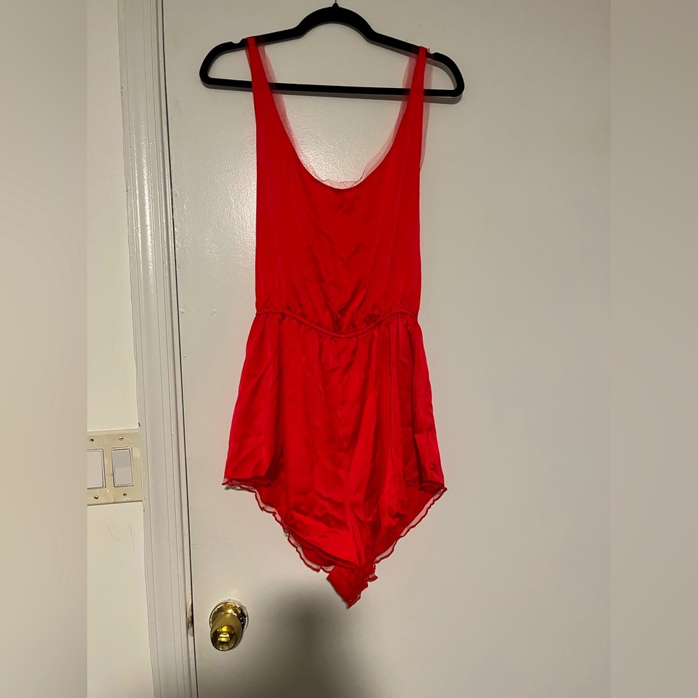 Free People Intimately Romper - Size Medium Soft & Flowy Coral Color tulle trim
